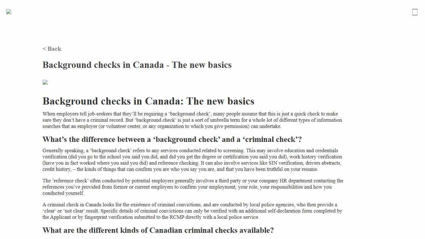Background checks in Canada - The new basics